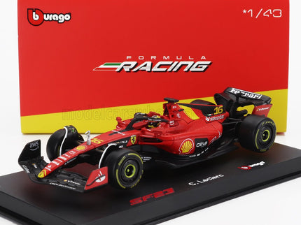 FERRARI | F1  SF-23 TEAM SCUDERIA FERRARI N 16 4th MONZA ITALY GP 2023 CHARLES LECLERC - WITH PILOT AND SHOWCASE | RED BLACK YELLOW