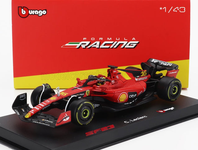 FERRARI | F1  SF-23 TEAM SCUDERIA FERRARI N 16 4th MONZA ITALY GP 2023 CHARLES LECLERC - WITH PILOT AND SHOWCASE | RED BLACK YELLOW