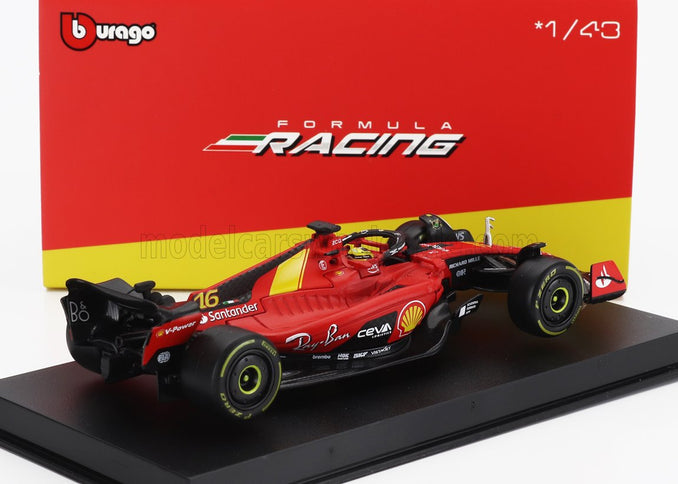 FERRARI | F1  SF-23 TEAM SCUDERIA FERRARI N 16 4th MONZA ITALY GP 2023 CHARLES LECLERC - WITH PILOT AND SHOWCASE | RED BLACK YELLOW
