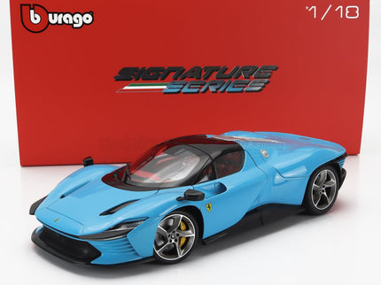 FERRARI | DAYTONA SP3 CLOSED ROOF 2022 - CON VETRINA - WITH SHOWCASE - EXCLUSIVE CARMODEL | MEDIUM BLUE