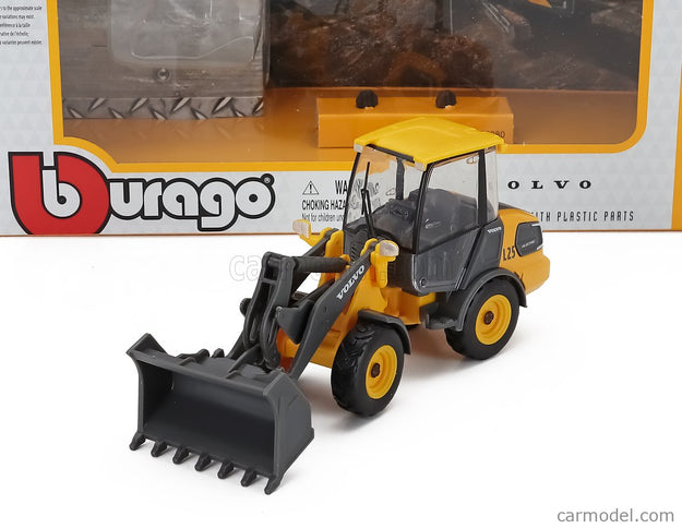Volvo L25H Ruspa Gommata Tractor 2010 - Scraper 1:50 Bburago žltá čierna