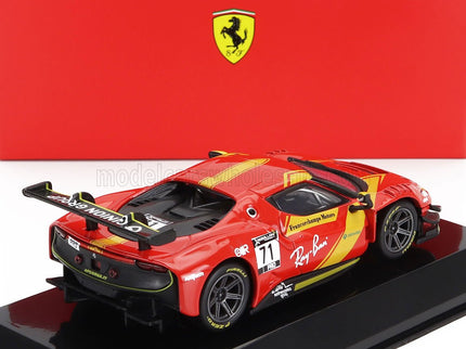 FERRARI | 296 GT3 3.0L TWIN TURBO V6 N 71 RACING 2022 - CON VETRINA - WITH SHOWCASE | RED YELLOW