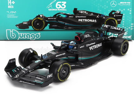 MERCEDES GP | F1 W14 TEAM MERCEDES-AMG PETRONAS FORMULA ONE N 63 SEASON 2023 GEORGE RUSSELL - WITH PILOT AND SHOWCASE | MATT BLACK