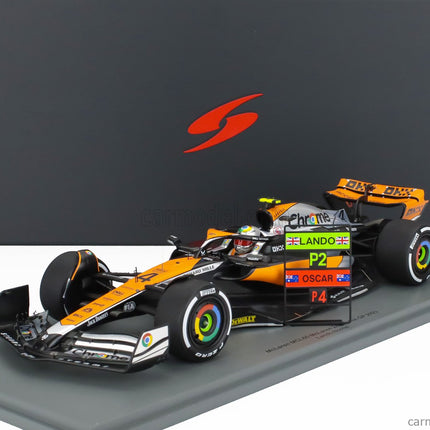 Mclaren F1 MCL60 Team Mclaren N°4 2. Miesto British GP 2023 Lando Norris 1:18 Spark Model biela oranžová čierna