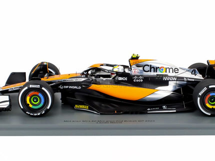 Mclaren F1 MCL60 Team Mclaren N°4 2. Miesto British GP 2023 Lando Norris 1:18 Spark Model biela oranžová čierna