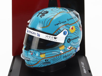 BELL HELMET | F1  CASCO HELMET ALFA ROMEO C43 TEAM STAKE N 77 BELGIUM GP 2023 VALTTERI BOTTAS | LIGHT BLUE