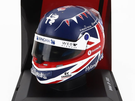 BELL HELMET | F1  CASCO HELMET ALFA ROMEO C43 TEAM STAKE N 77 BRITISH GP 2023 VALTTERI BOTTAS | BLUE RED WHITE