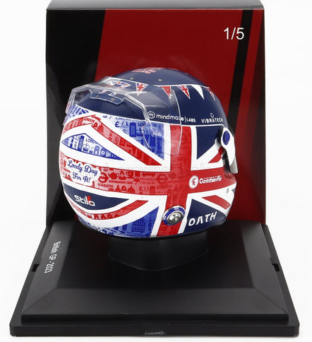 BELL HELMET | F1  CASCO HELMET ALFA ROMEO C43 TEAM STAKE N 77 BRITISH GP 2023 VALTTERI BOTTAS | BLUE RED WHITE