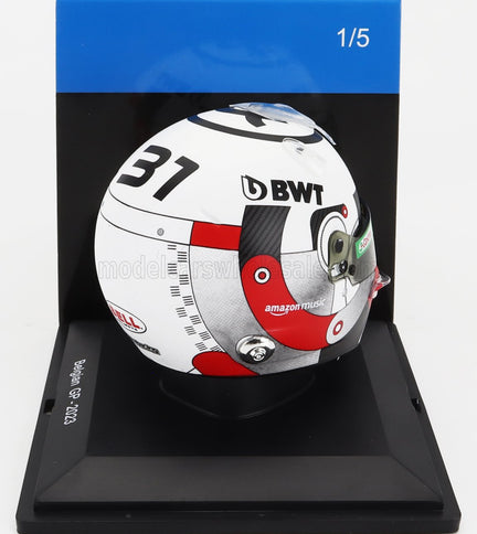 BELL HELMET | F1  CASCO HELMET RENAULT A523 TEAM BWT ALPINE N 31 BELGIUM GP 2023 ESTEBAN OCON | WHITE BLACK RED