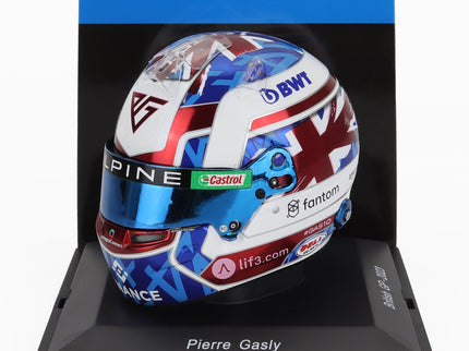 Bell Helmet F1 Helma Renault A523 Team Bwt Alpine N°10 British GP 2023 Pierre Gasly 1:5 Spark Model biela modrá červená