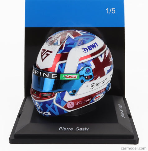 Bell Helmet F1 Helma Renault A523 Team Bwt Alpine N°10 British GP 2023 Pierre Gasly 1:5 Spark Model biela modrá červená