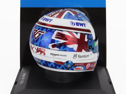 Bell Helmet F1 Helma Renault A523 Team Bwt Alpine N°10 British GP 2023 Pierre Gasly 1:5 Spark Model biela modrá červená