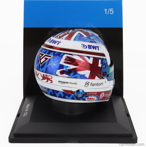 Bell Helmet F1 Helma Renault A523 Team Bwt Alpine N°10 British GP 2023 Pierre Gasly 1:5 Spark Model biela modrá červená