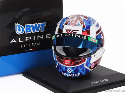 Bell Helmet F1 Helma Renault A523 Team Bwt Alpine N°10 British GP 2023 Pierre Gasly 1:5 Spark Model biela modrá červená