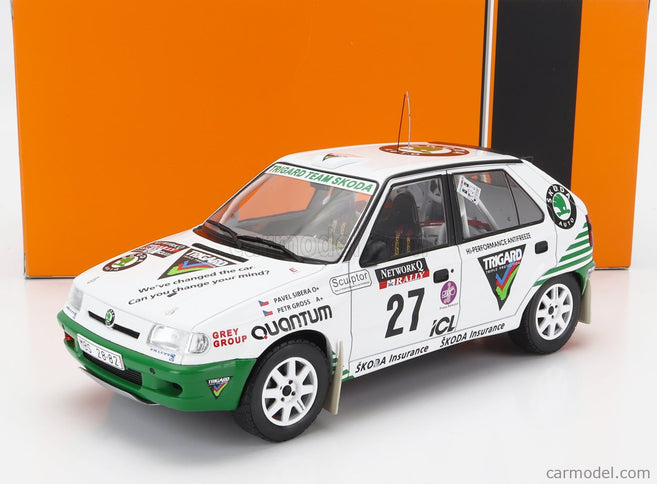 Skoda Felicia N°27 Rally Rac Lombard 1995 P.Sibera - P.Gross 1:18 IXO Models biela zelená