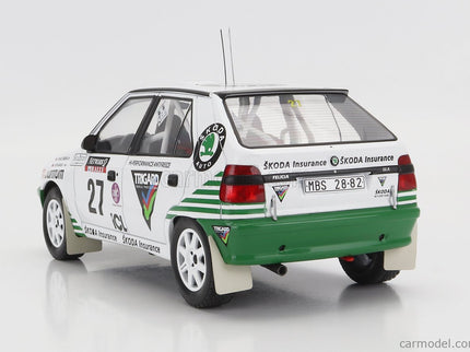 Skoda Felicia N°27 Rally Rac Lombard 1995 P.Sibera - P.Gross 1:18 IXO Models biela zelená