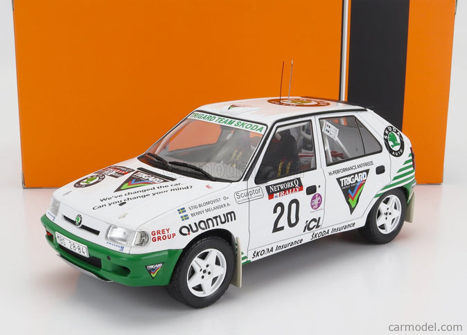 Skoda Felicia N°20 Rally Rac Lombard 1995 S.Blomqvist - B.Melander 1:18 IXO Models biela zelená