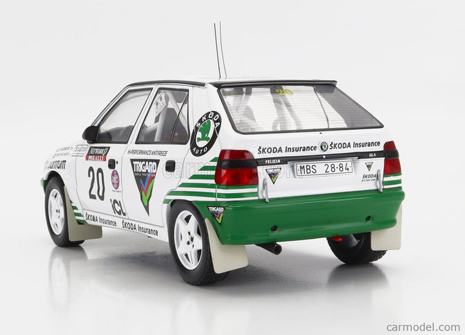 Skoda Felicia N°20 Rally Rac Lombard 1995 S.Blomqvist - B.Melander 1:18 IXO Models biela zelená