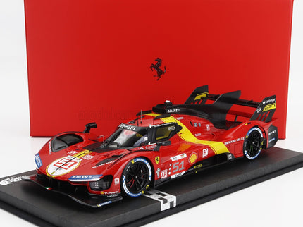 FERRARI | 499P 3.0L TURBO V6 TEAM FERRARI AF CORSE N 51 WINNER 24h LE MANS 2023 ALESSANDRO PIER GUIDI - JAMES CALADO - ANTONIO GIOVINAZZI - CON VETRINA - WITH SHOWCASE | RED YELLOW BLACK
