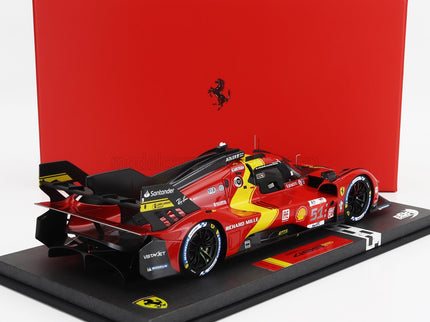 FERRARI | 499P 3.0L TURBO V6 TEAM FERRARI AF CORSE N 51 WINNER 24h LE MANS 2023 ALESSANDRO PIER GUIDI - JAMES CALADO - ANTONIO GIOVINAZZI - CON VETRINA - WITH SHOWCASE | RED YELLOW BLACK