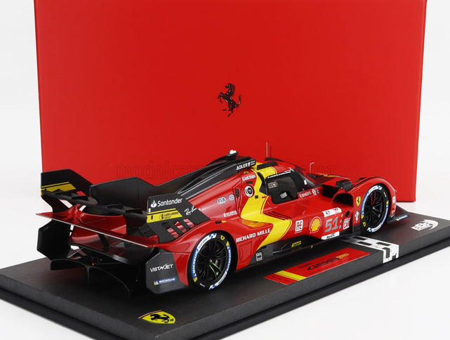 FERRARI | 499P 3.0L TURBO V6 TEAM FERRARI AF CORSE N 51 WINNER 24h LE MANS 2023 ALESSANDRO PIER GUIDI - JAMES CALADO - ANTONIO GIOVINAZZI - CON VETRINA - WITH SHOWCASE | RED YELLOW BLACK