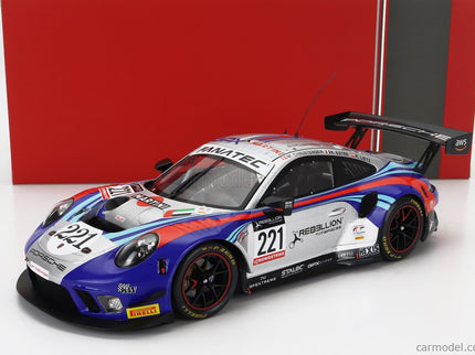 Porsche 911 991-2 GT3 R Team Gpx Martini Racing N°221 24h Spa 2022 Richard Lietz - Michael Christensen - Kevin Estre 1:18 IXO Models strieborná modrá červená