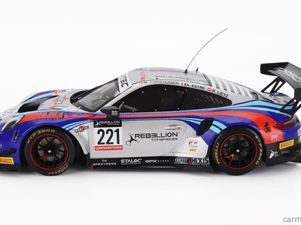 Porsche 911 991-2 GT3 R Team Gpx Martini Racing N°221 24h Spa 2022 Richard Lietz - Michael Christensen - Kevin Estre 1:18 IXO Models strieborná modrá červená