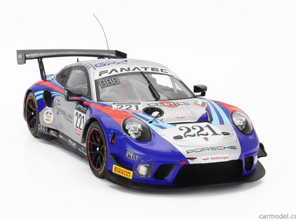 Porsche 911 991-2 GT3 R Team Gpx Martini Racing N°221 24h Spa 2022 Richard Lietz - Michael Christensen - Kevin Estre 1:18 IXO Models strieborná modrá červená