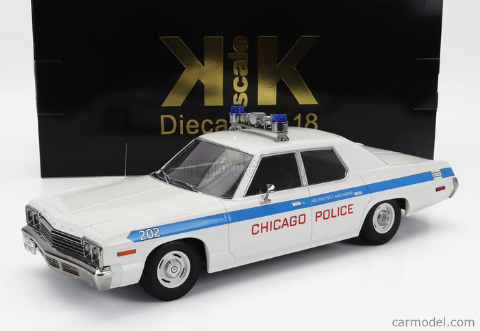 Dodge Monaco Chicago Police 1974 1:18 KK Scale biela svetlomodrá