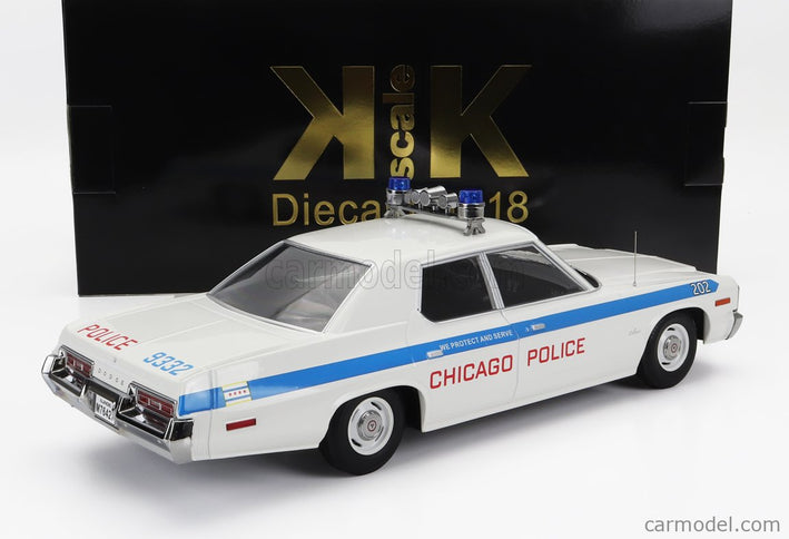 Dodge Monaco Chicago Police 1974 1:18 KK Scale biela svetlomodrá