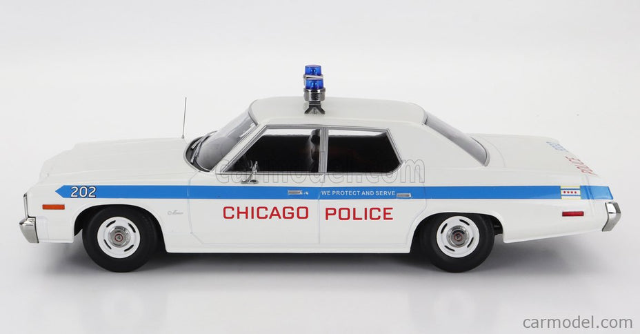 Dodge Monaco Chicago Police 1974 1:18 KK Scale biela svetlomodrá