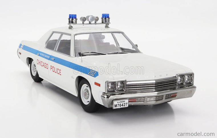 Dodge Monaco Chicago Police 1974 1:18 KK Scale biela svetlomodrá