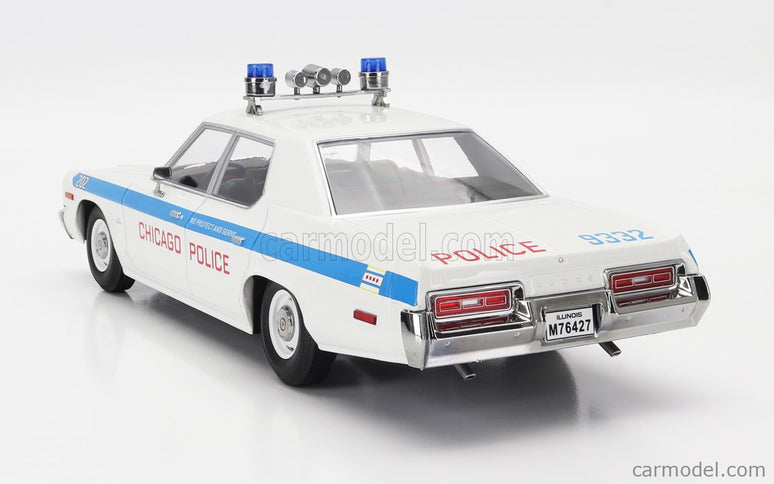 Dodge Monaco Chicago Police 1974 1:18 KK Scale biela svetlomodrá