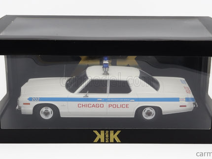 Dodge Monaco Chicago Police 1974 1:18 KK Scale biela svetlomodrá