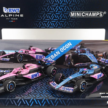 ALPINE | SET 2X F1  A523 TEAM BWT ALPINE N 31 8th MIAMI GP 2023 + N 31 BAHRAIN GP 2023 ESTEBAN OCON | BLUE BLACK PINK