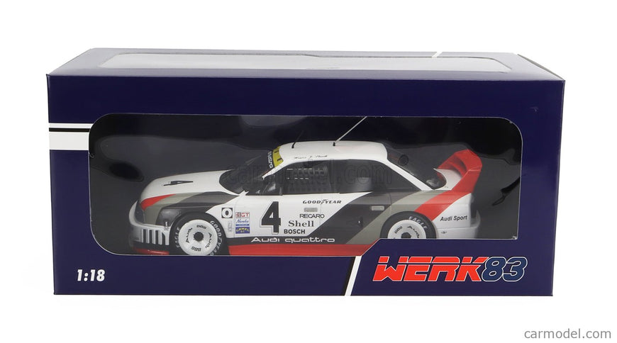 Audi 90 Quattro Team Audi Sport N°4 2. Miesto Portland IMSA 1989 Hans Joachim Stuck 1:18 Werk83 biela sivá červená