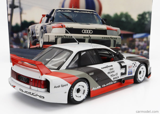 Audi 90 Quattro Team Audi Sport N°5 500KM Road America IMSA 1989 H.Haywood - S.Goodyear 1:18 Werk83 biela sivá červená