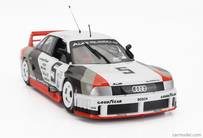 Audi 90 Quattro Team Audi Sport N°5 500KM Road America IMSA 1989 H.Haywood - S.Goodyear 1:18 Werk83 biela sivá červená
