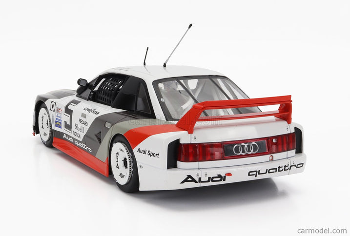 Audi 90 Quattro Team Audi Sport N°5 500KM Road America IMSA 1989 H.Haywood - S.Goodyear 1:18 Werk83 biela sivá červená