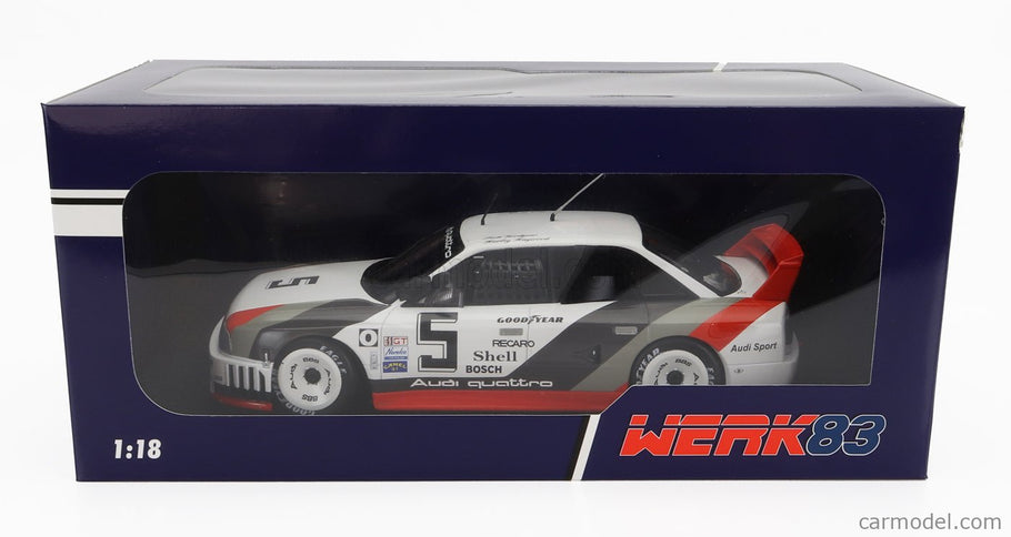 Audi 90 Quattro Team Audi Sport N°5 500KM Road America IMSA 1989 H.Haywood - S.Goodyear 1:18 Werk83 biela sivá červená