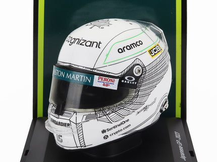 Stilo Helmet F1 Helma Aston Martin AMR23 Team Aramco Cognizant N°18 Japan GP 2023 Lance Stroll 1:5 Spark Model biela