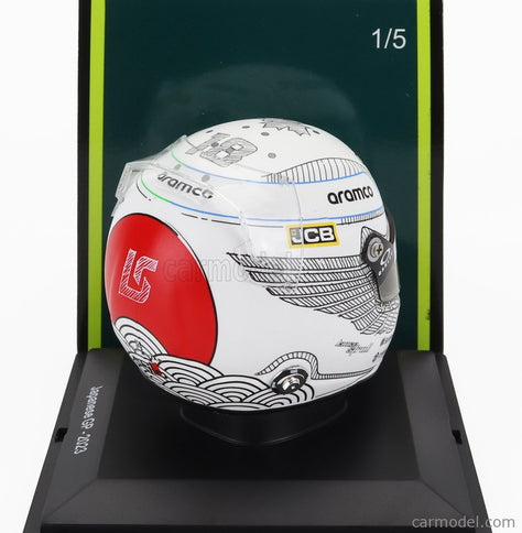 Stilo Helmet F1 Helma Aston Martin AMR23 Team Aramco Cognizant N°18 Japan GP 2023 Lance Stroll 1:5 Spark Model biela