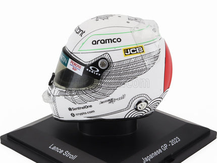 Stilo Helmet F1 Helma Aston Martin AMR23 Team Aramco Cognizant N°18 Japan GP 2023 Lance Stroll 1:5 Spark Model biela