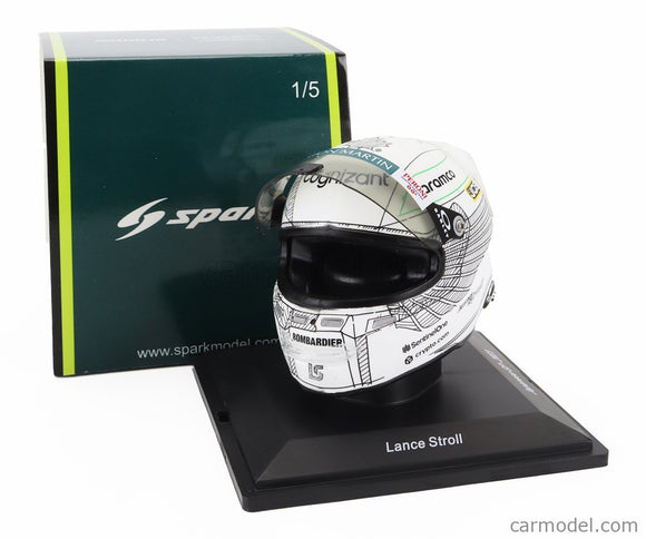 Stilo Helmet F1 Helma Aston Martin AMR23 Team Aramco Cognizant N°18 Japan GP 2023 Lance Stroll 1:5 Spark Model biela