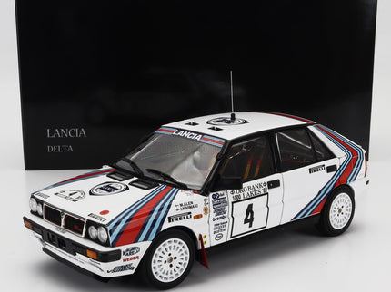 LANCIA | DELTA HF INTEGRALE 4WD TEAM LANCIA  N 4 WINNER RALLY 1000 LAKES 1987 MARKKU ALEN - ILKKA KIVIMAKI | WHITE RED BLUE