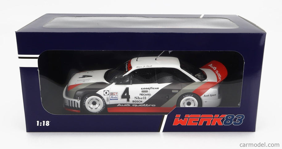 Audi 90 Quattro Team Audi Sport N°4 Víťaz IMSA Watkins Glen 1989 Walter Rohrl - Hans Joachim Stuck 1:18 Werk83 biela sivá červená