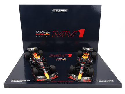RED BULL | SET 2X F1  RB19 TEAM ORACLE RED BULL RACING N 1 WORLD CHAMPION 2nd SPRINT RACE + WINNER QATAR GP 2023 MAX VERSTAPPEN | MATT BLUE