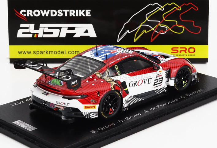 PORSCHE | 911 992 GT3 R TEAM GROVE RACING N 23 24h SPA 2023 S.GROVE - B.GROVE - A.DE PASQUALE - E.BAMBER | RED WHITE