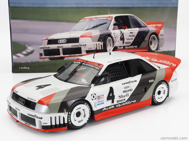 Audi 90 Quattro Team Audi Sport N°4 Víťaz IMSA Laguna Seca 1989 Hans Joachim Stuck 1:18 Werk83 biela sivá červená