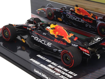 RED BULL | F1  RB18 TEAM ORACLE RED BULL RACING N 1 WORLD CHAMPION WINNER HUNGARIAN GP 2022 MAX VERSTAPPEN | MATT BLUE YELLOW RED